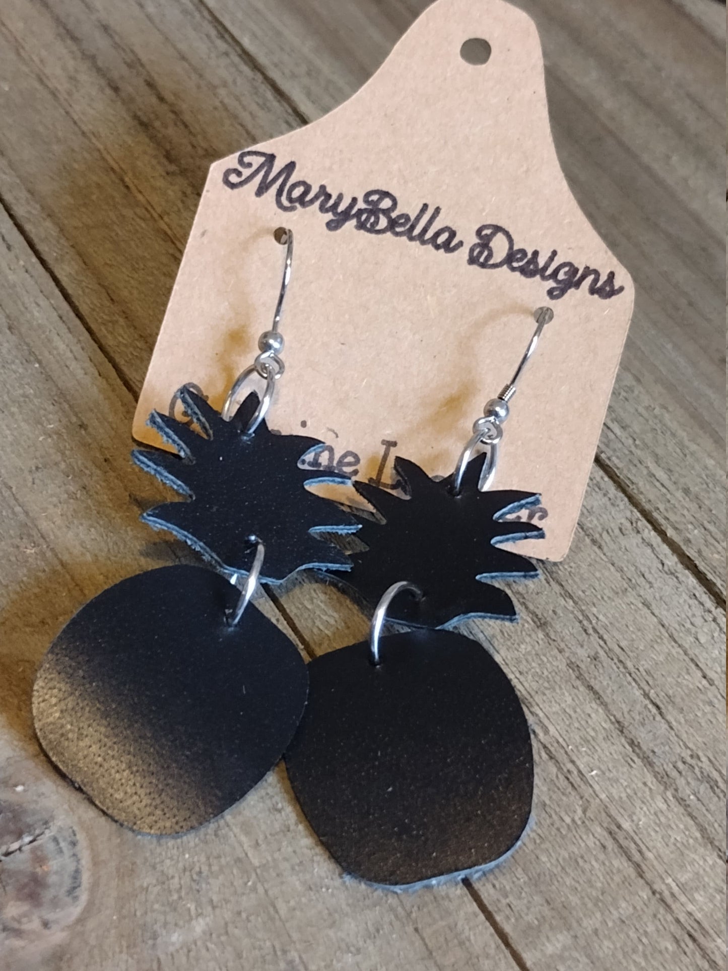 Leather Pineapple Earrings