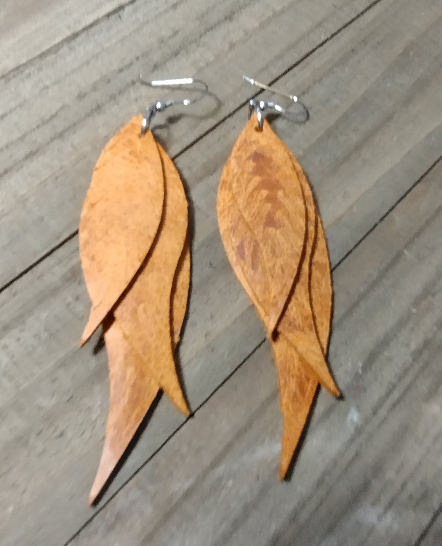 Brown Small Fringe Feather Earrings