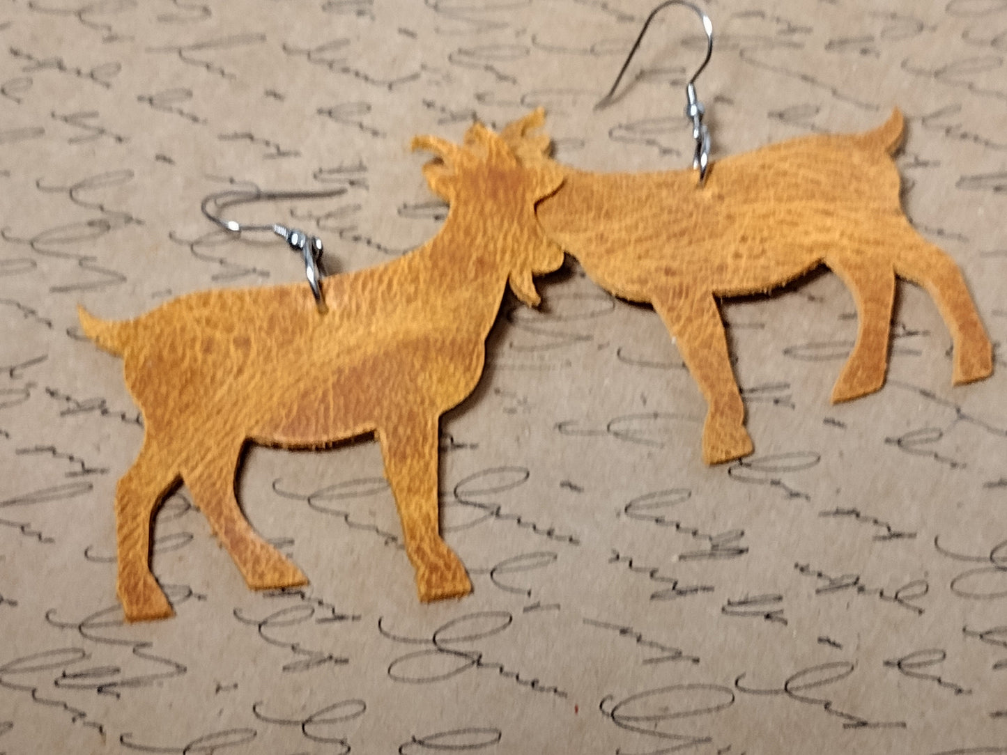 Leather Goat Earrings