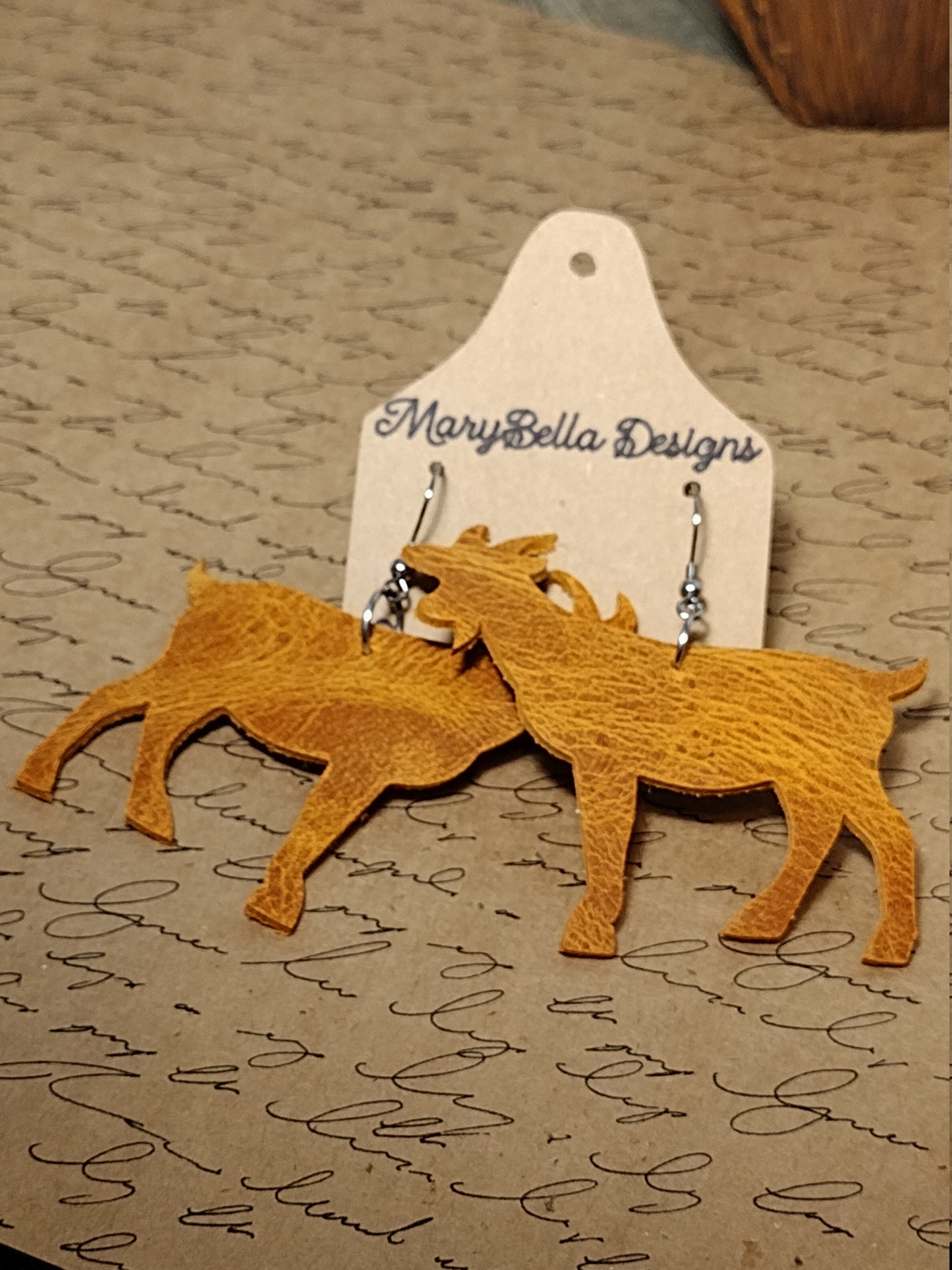 Leather Goat Earrings