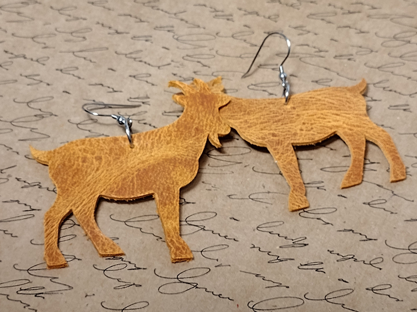 Leather Goat Earrings