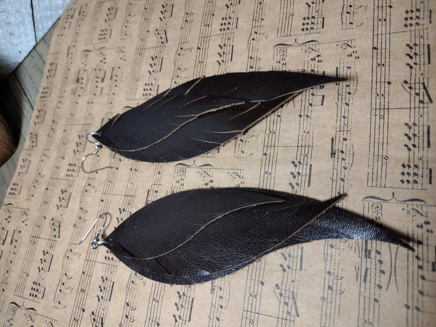 Brown Fringe Feather Leather Earrings