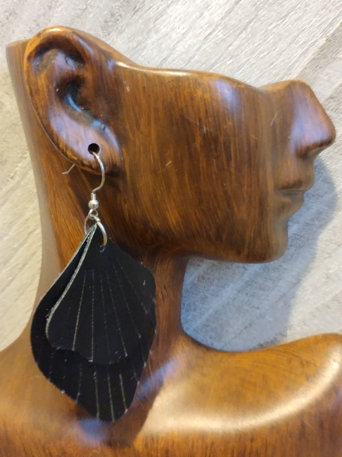 Black Leather Fringe Earrings