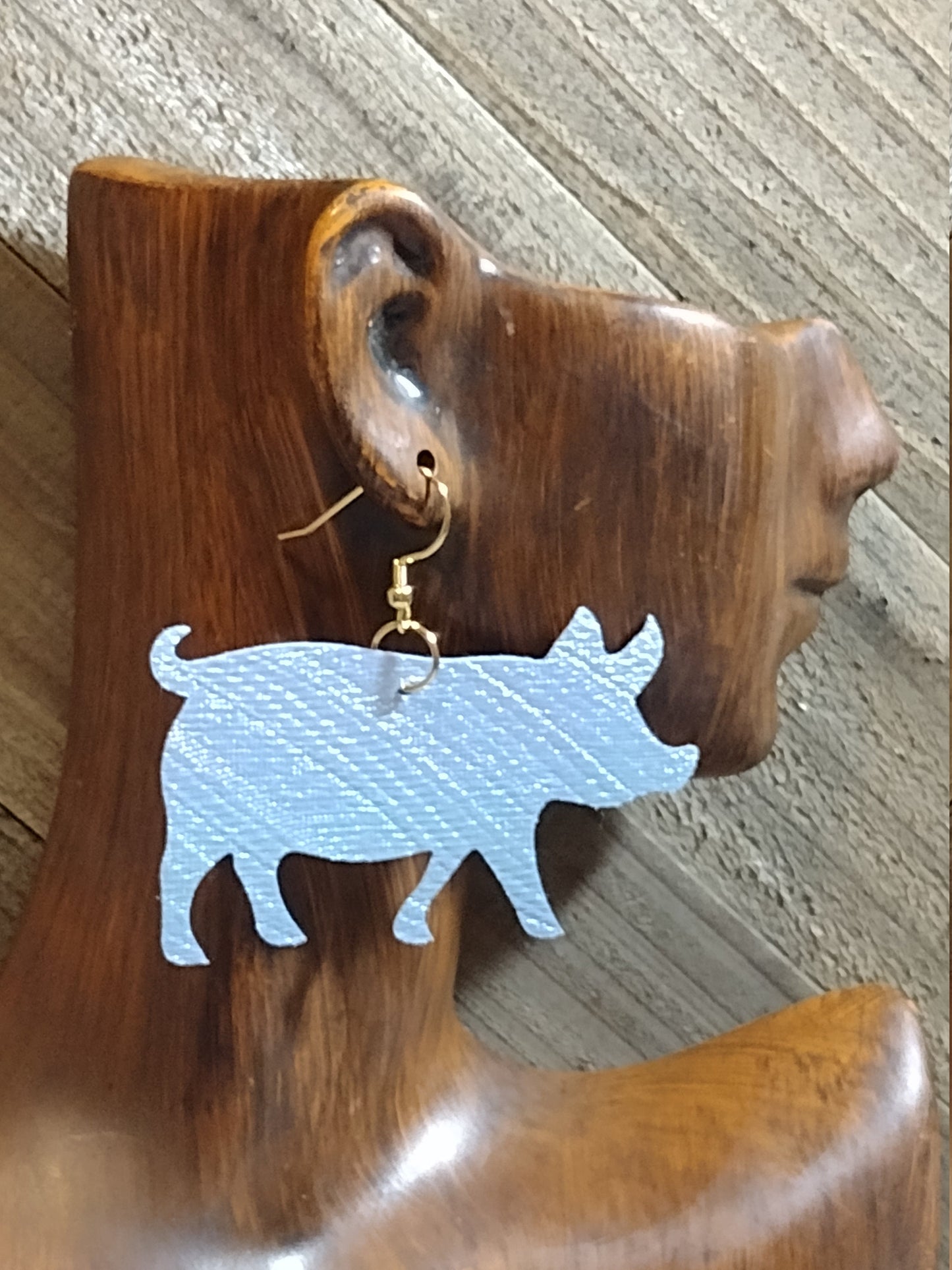 Pig Faux Leather Earrings