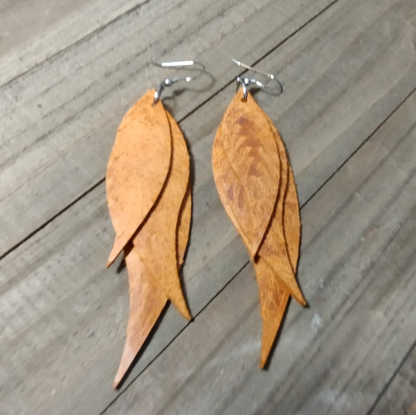 Brown Small Fringe Feather Earrings