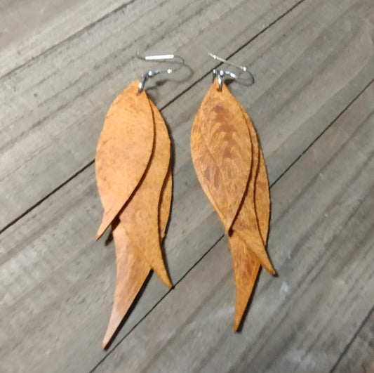 Brown Small Fringe Feather Earrings