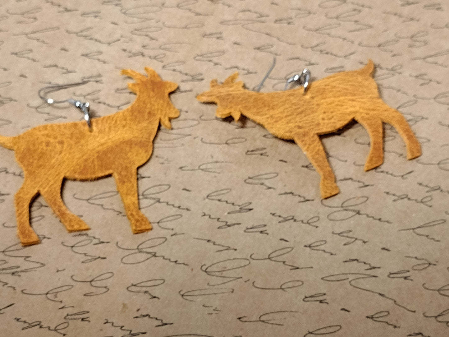 Leather Goat Earrings