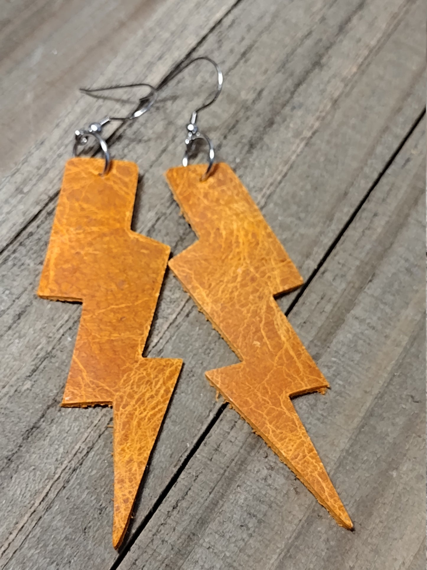 Brown Lightning Bolt Earrings