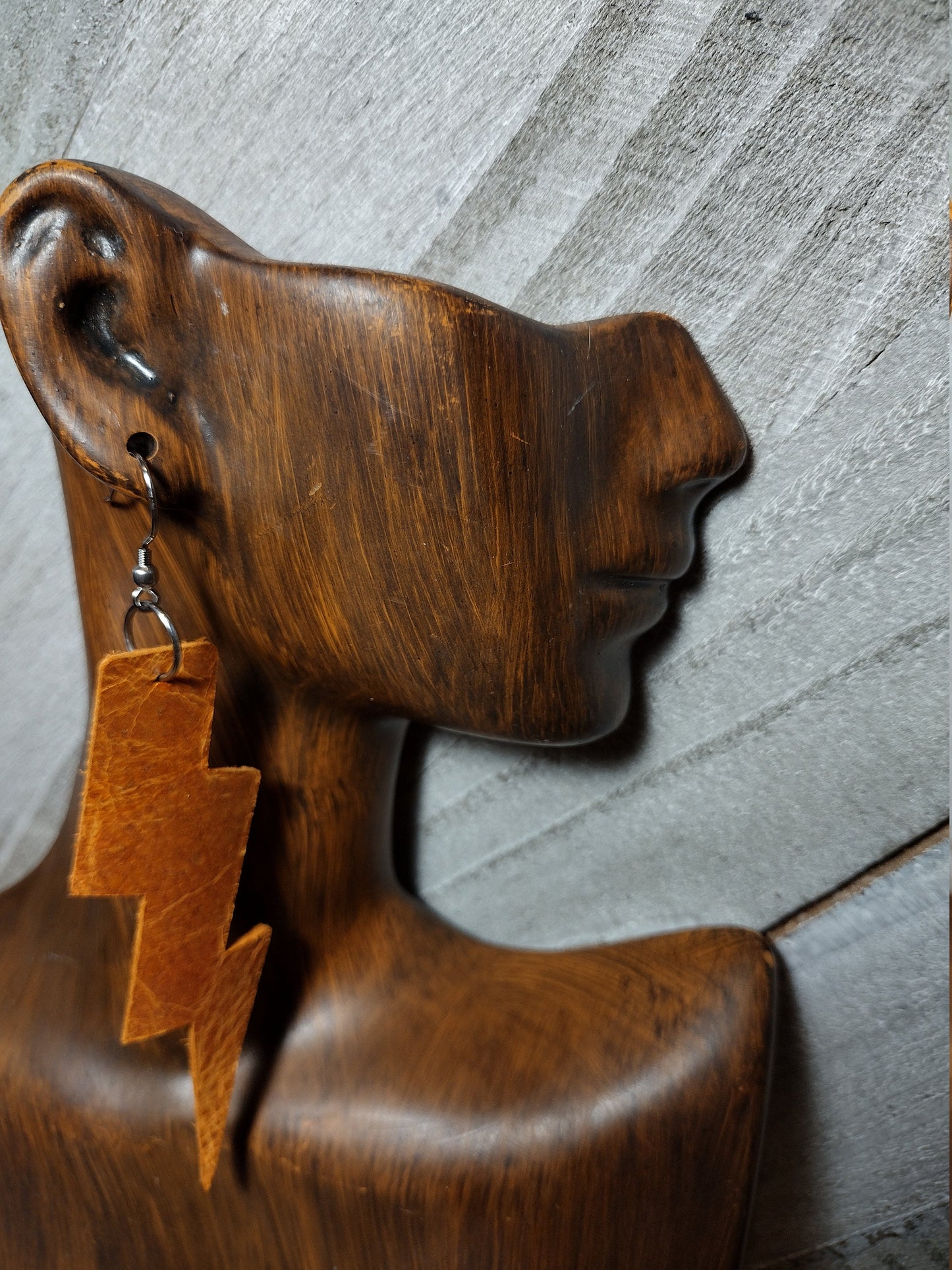 Brown Lightning Bolt Earrings