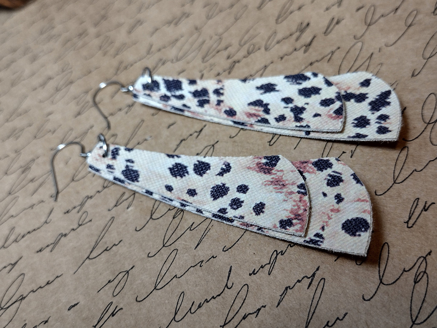 Leopard Brown Leather Earrings