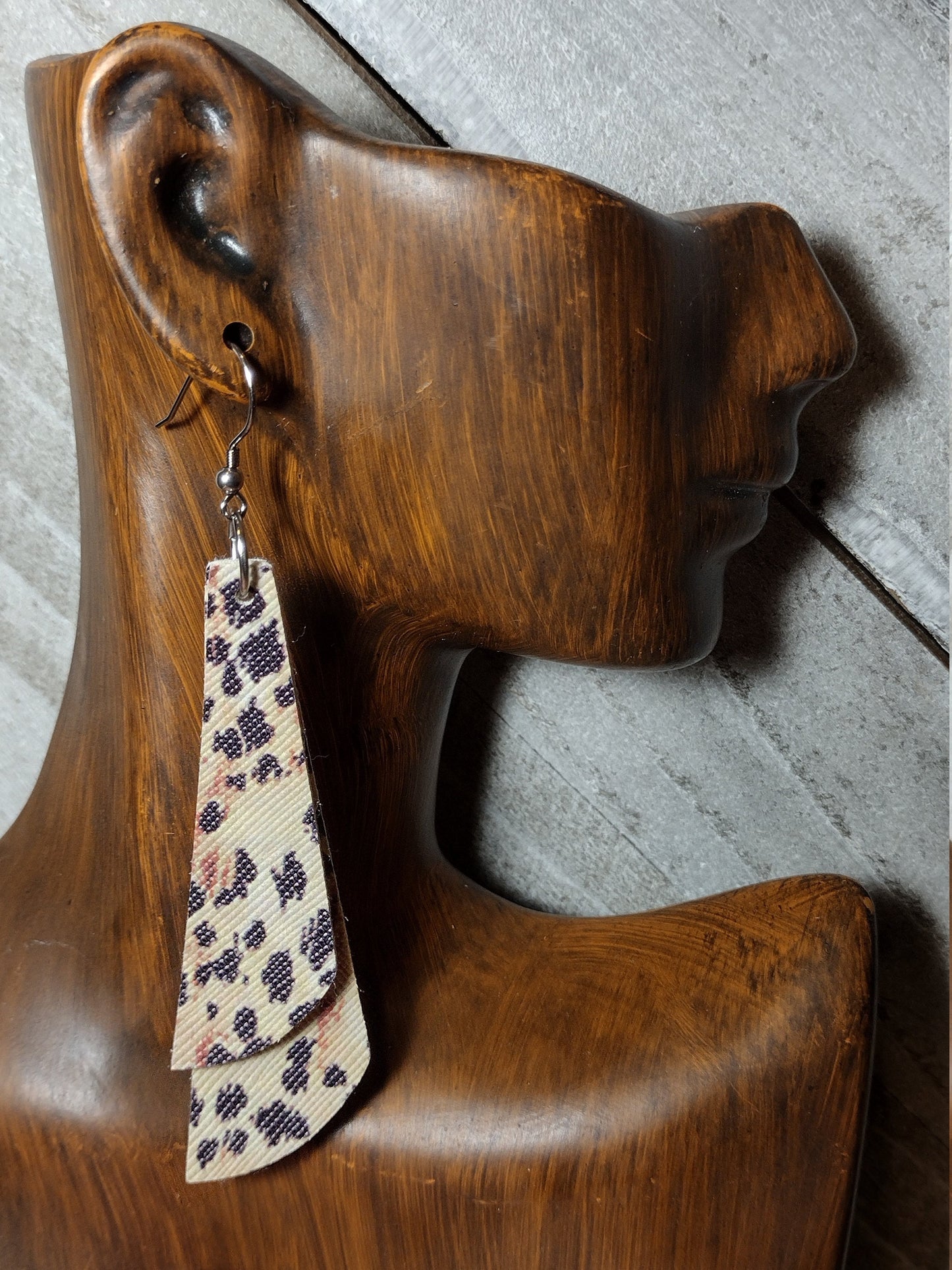 Leopard Brown Leather Earrings