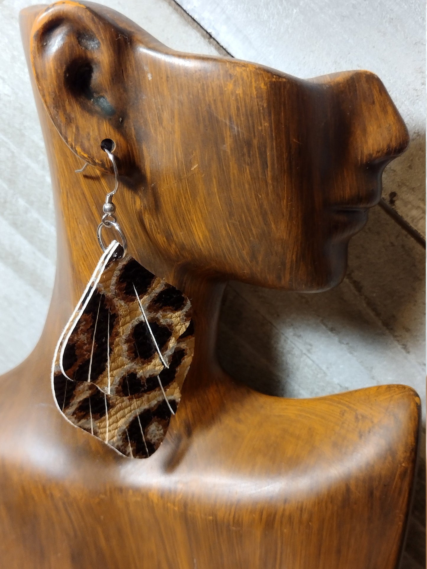 Leopard Fringe Faux Leather Earrings