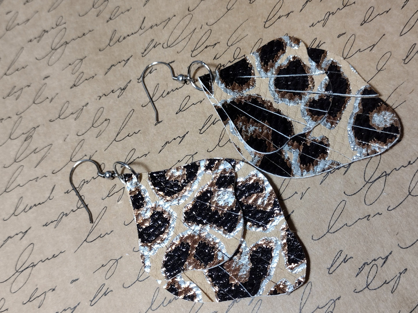 Leopard Fringe Faux Leather Earrings