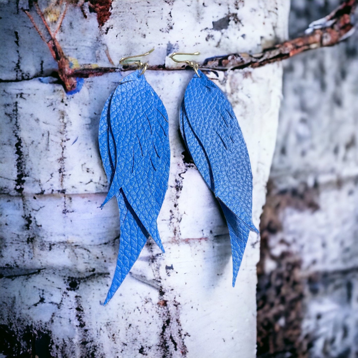 Fringe Feather Faux Leather Earrings