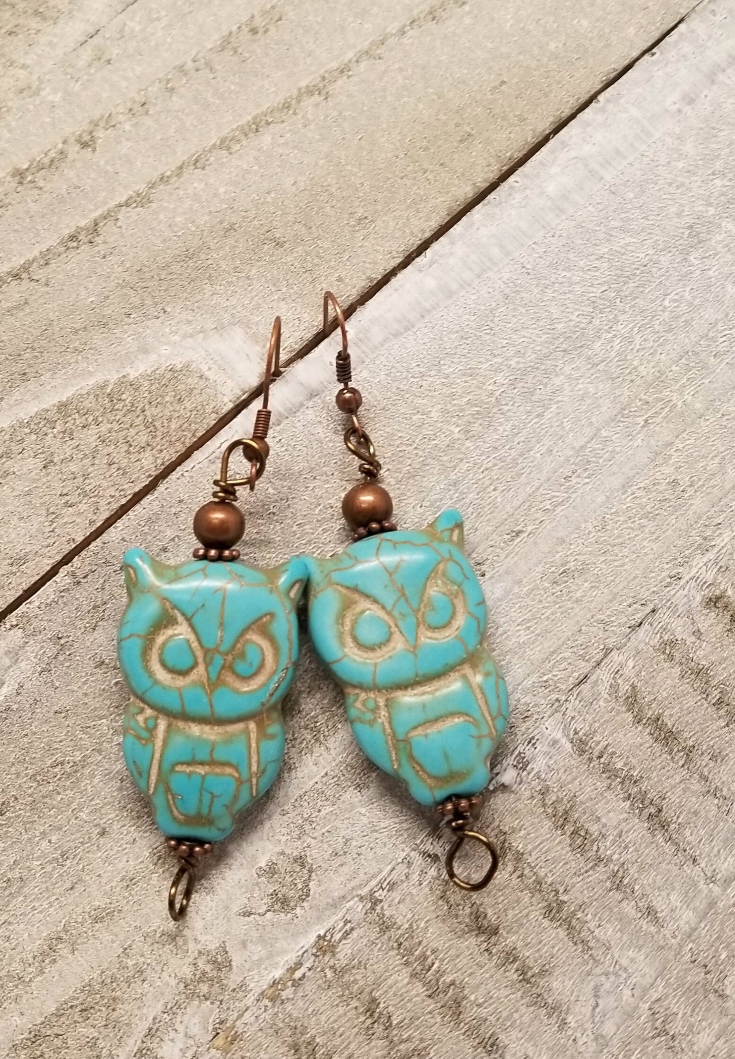 Turquoise Owl Earrings