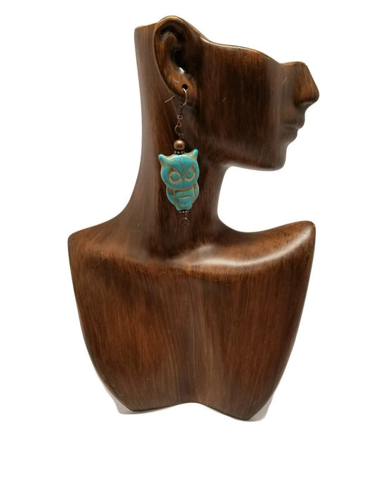 Turquoise Owl Earrings