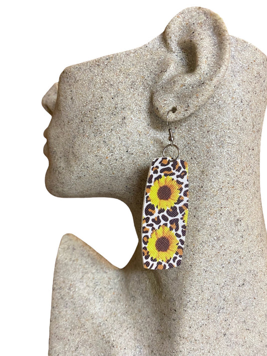 Sunflower Faux Leather Earrings