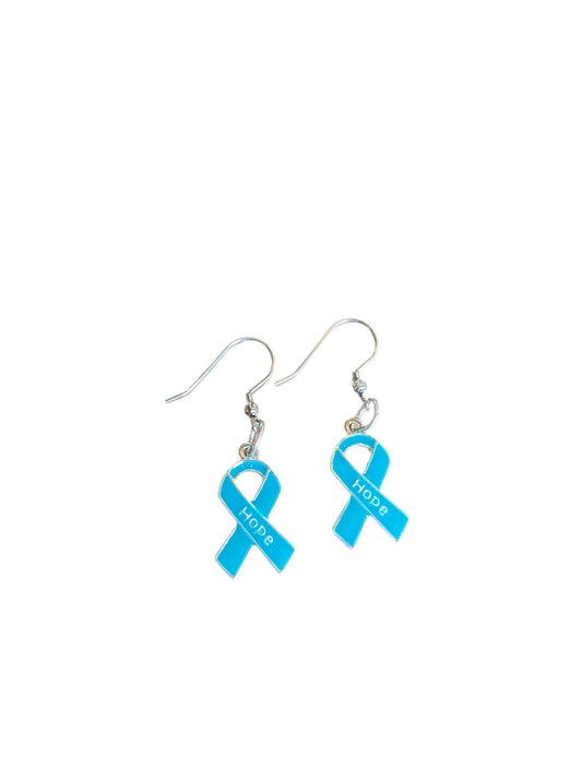 Teal Ribbon Hope Earrings