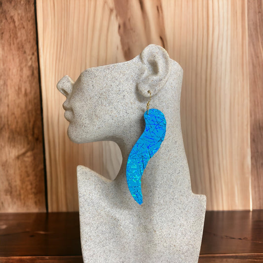 Angel Wings Leather Earrings| Aqua Blue