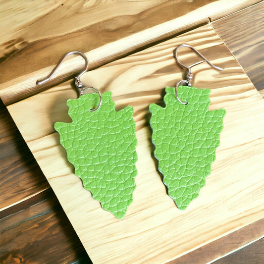 Green Arrowhead Earrings