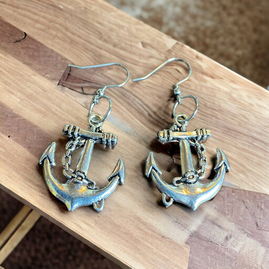 Silver Anchor Earrings