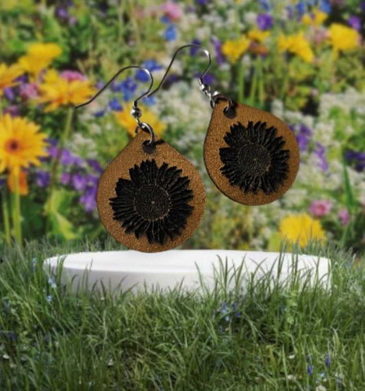 Sunflower Leather Earrings