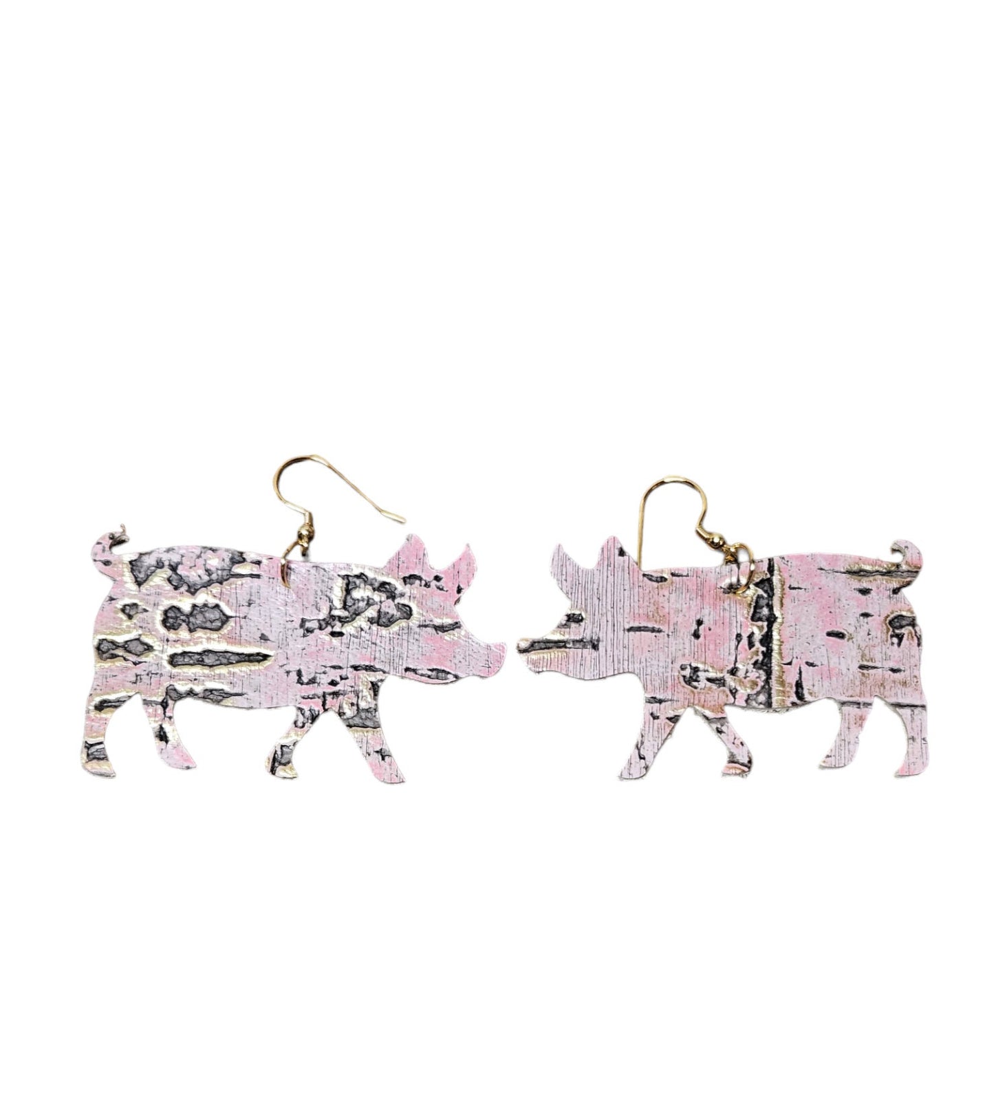 Leather Pig Pink Earrings