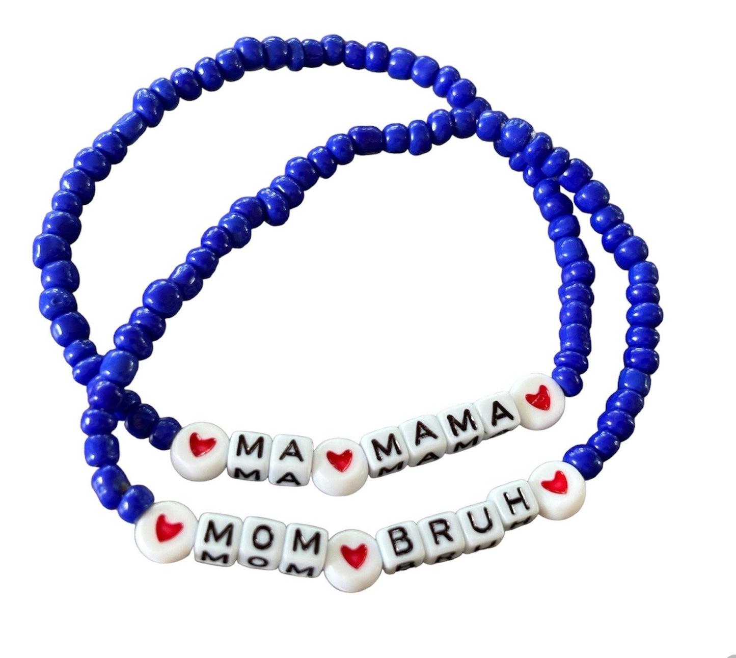 Ma Mama and  Mom Bruh word bracelets