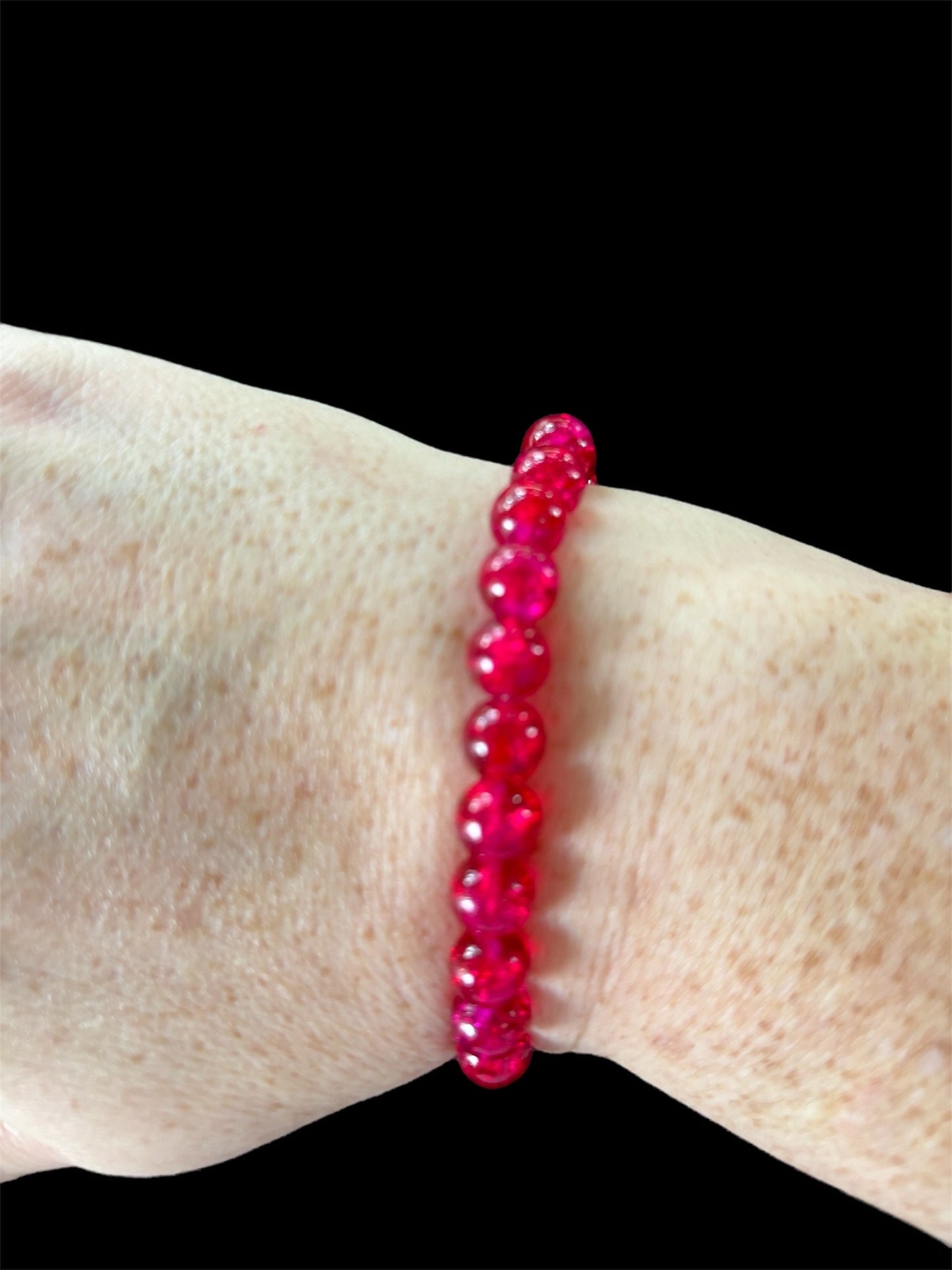 Pink Crackle Beaded Bracelet