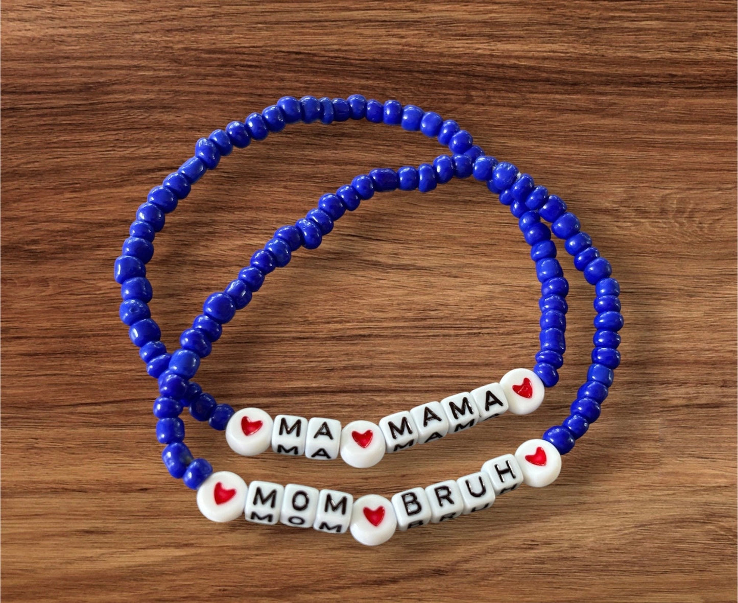 Ma Mama and  Mom Bruh word bracelets