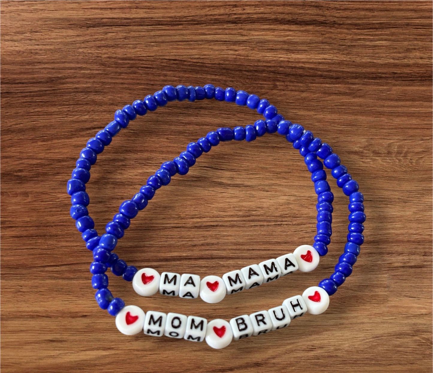 Ma Mama and  Mom Bruh word bracelets