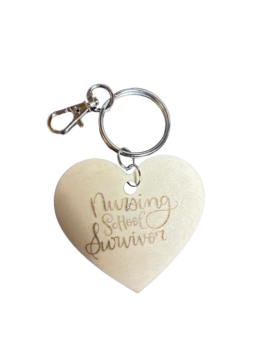 Heart Nursing School Survivor Keychain