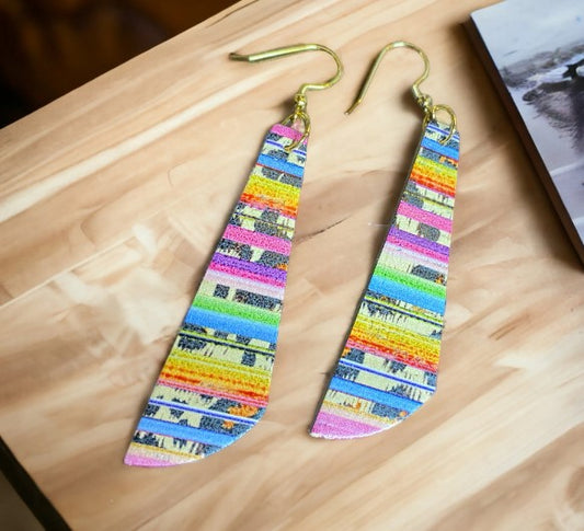 Multi Color Leather Earrings