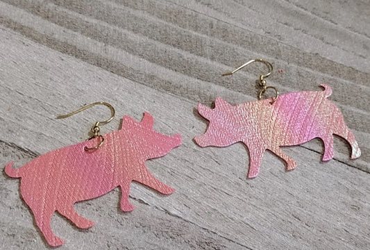 Pig Faux Leather Earrings