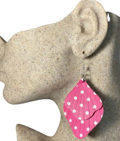 Pink Faux Leather Earrings