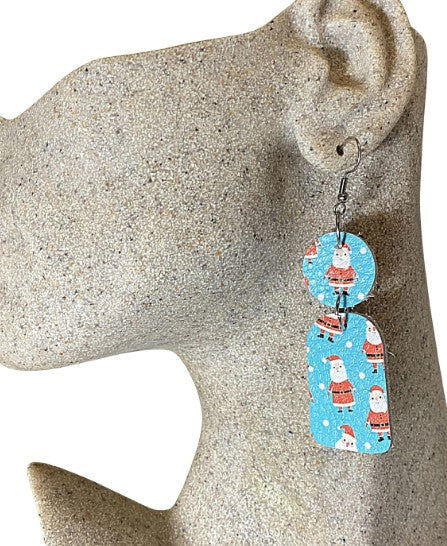 Santa Claus Leather Earrings