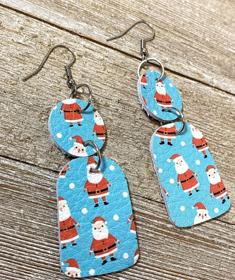 Santa Claus Leather Earrings