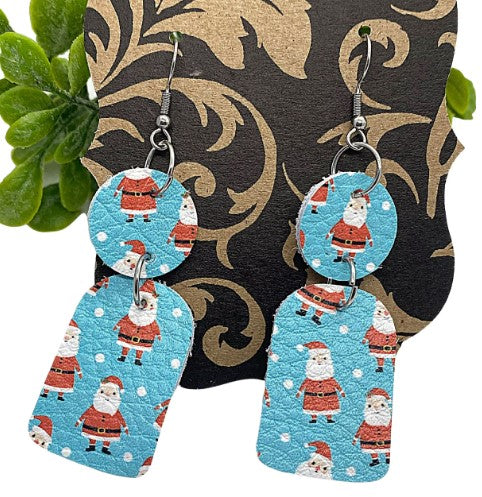 Santa Claus Leather Earrings