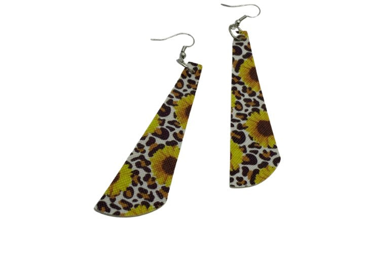 Sunflower Faux Leather Earrings