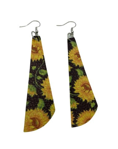 Sunflower Faux Leather Earrings