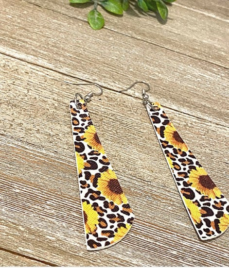 Sunflower Faux Leather Earrings